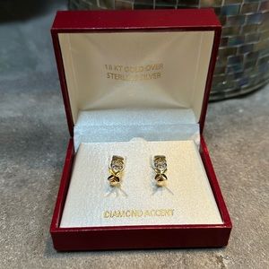 Silver and Gold Diamond Accent Earrings